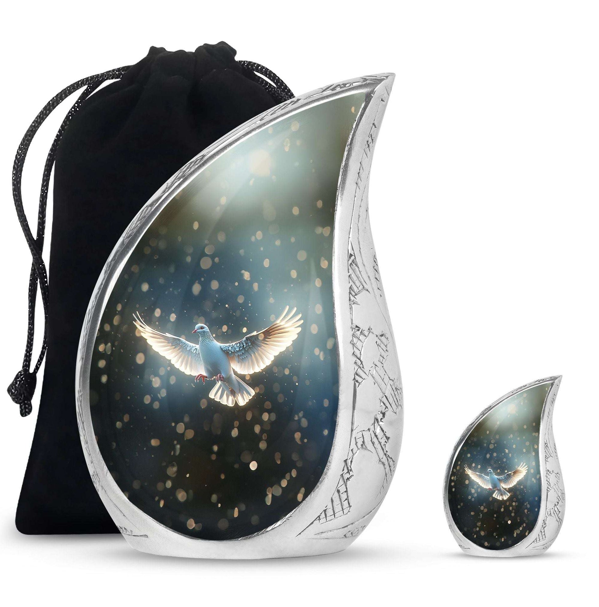 Dove Theme Large Urn With 1 Keepsake Urn