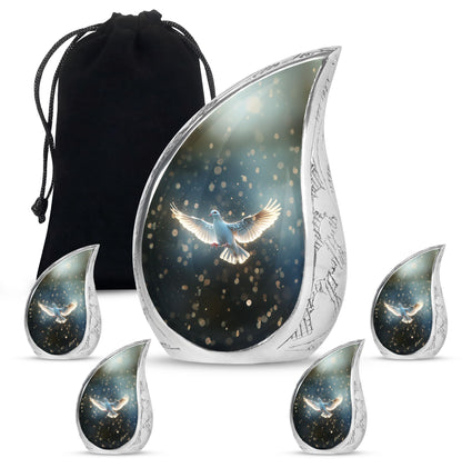 Dove Theme Large Urn With 4 Keepsake Urn