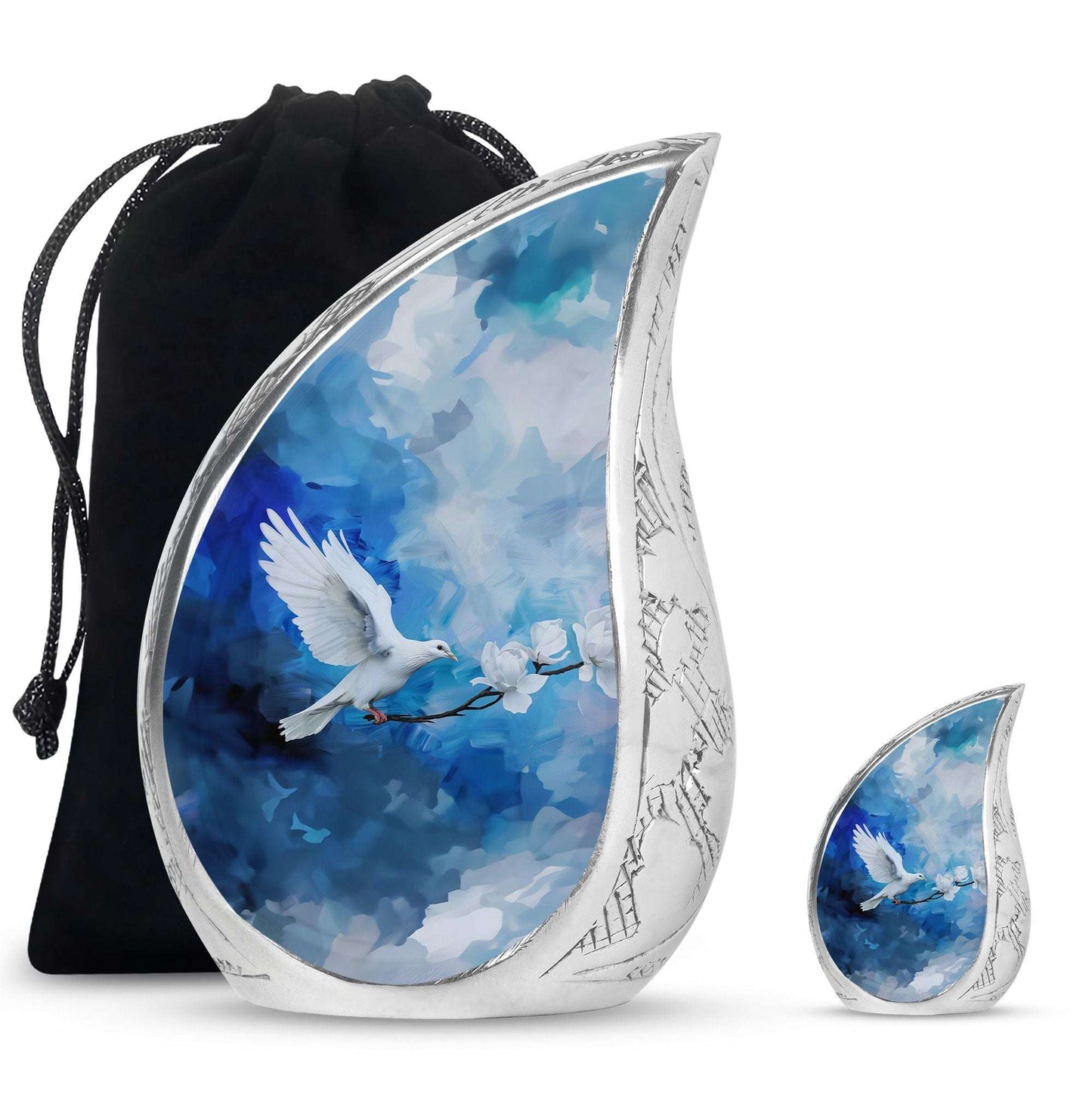 Dove Theme Large Urn With 1 Keepsake Urn