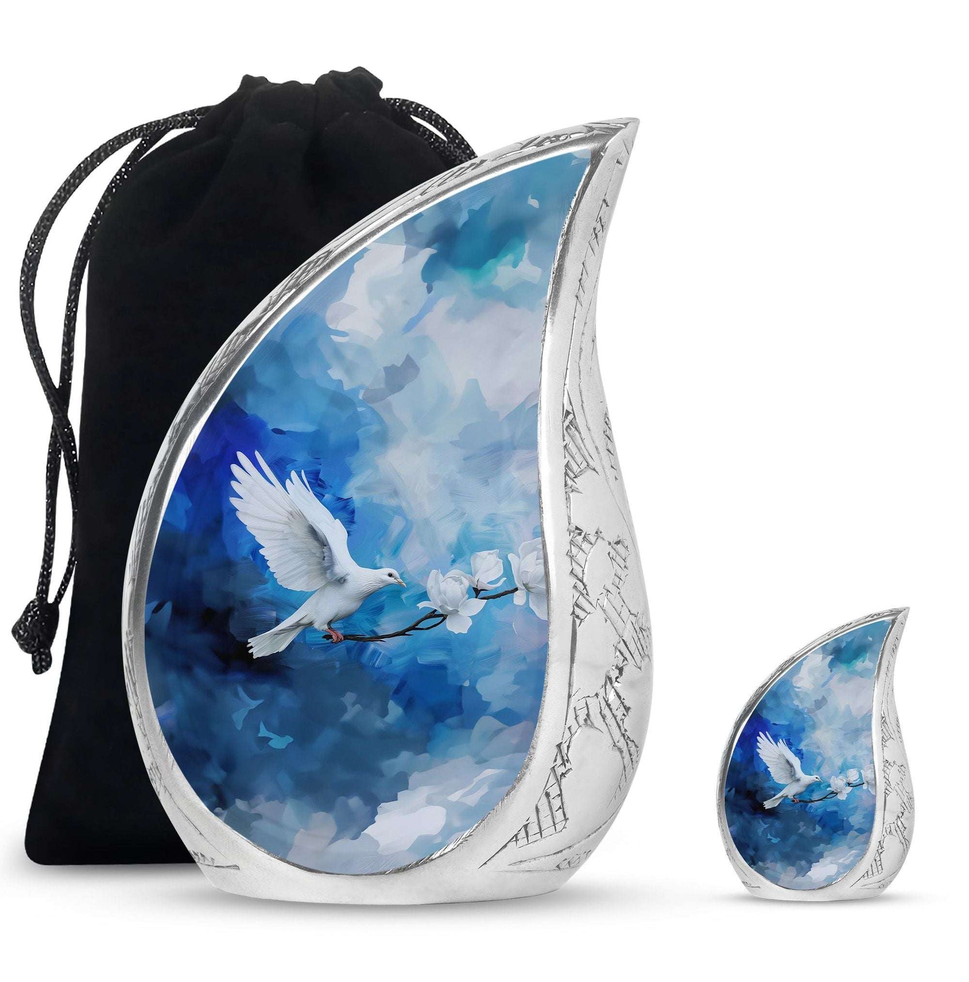 Dove Theme Large Urn With 1 Keepsake Urn