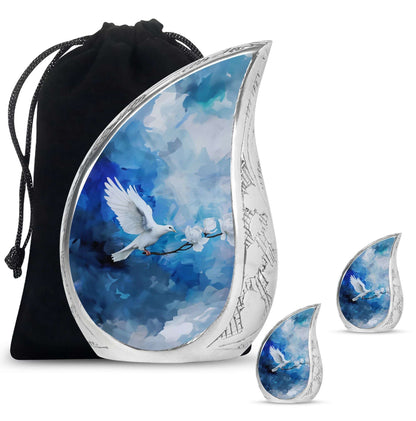 Dove Theme Large Urn With 2 Keepsake Urn