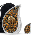 Elephant Theme Large Urn With 1 Keepsake Urn