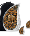 Elephant Theme Large Urn With 2 Keepsake Urn