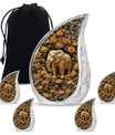 Elephant Theme Large Urn With 4 Keepsake Urn