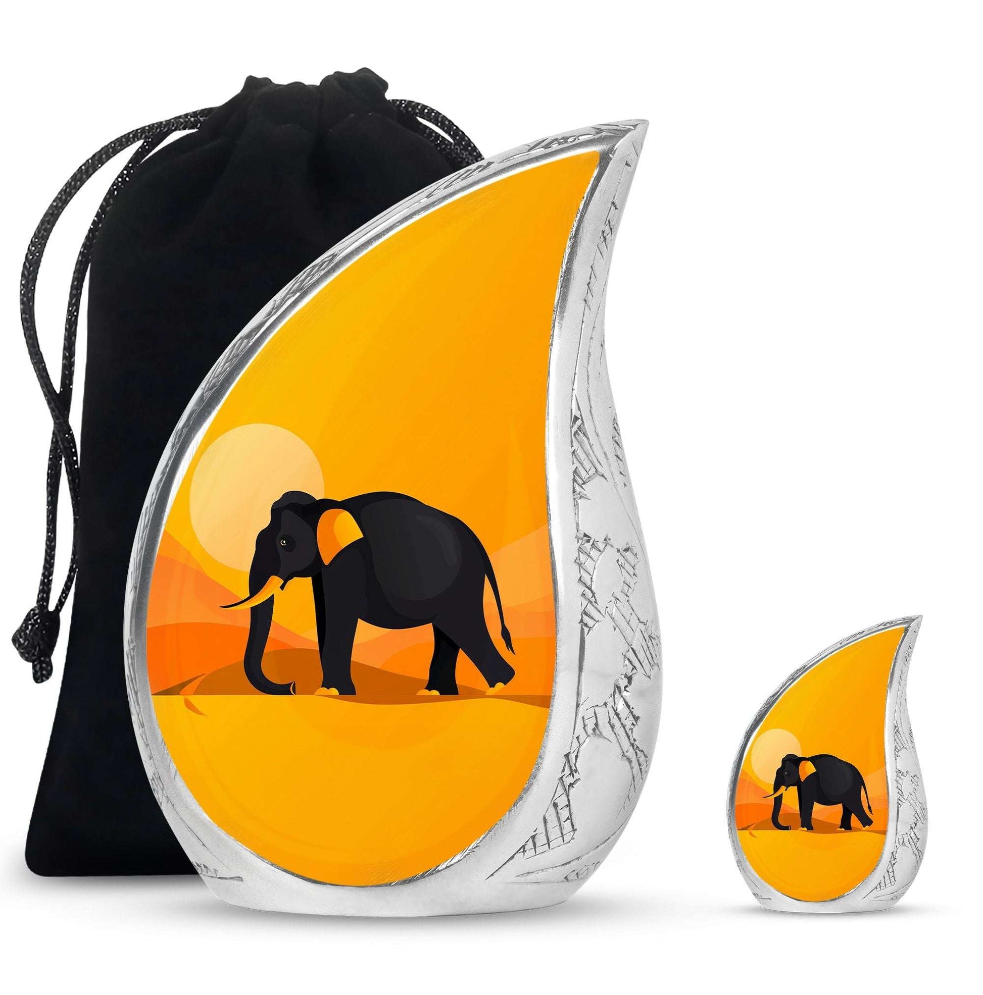 Elephant Theme Large Urn With 1 Keepsake Urn