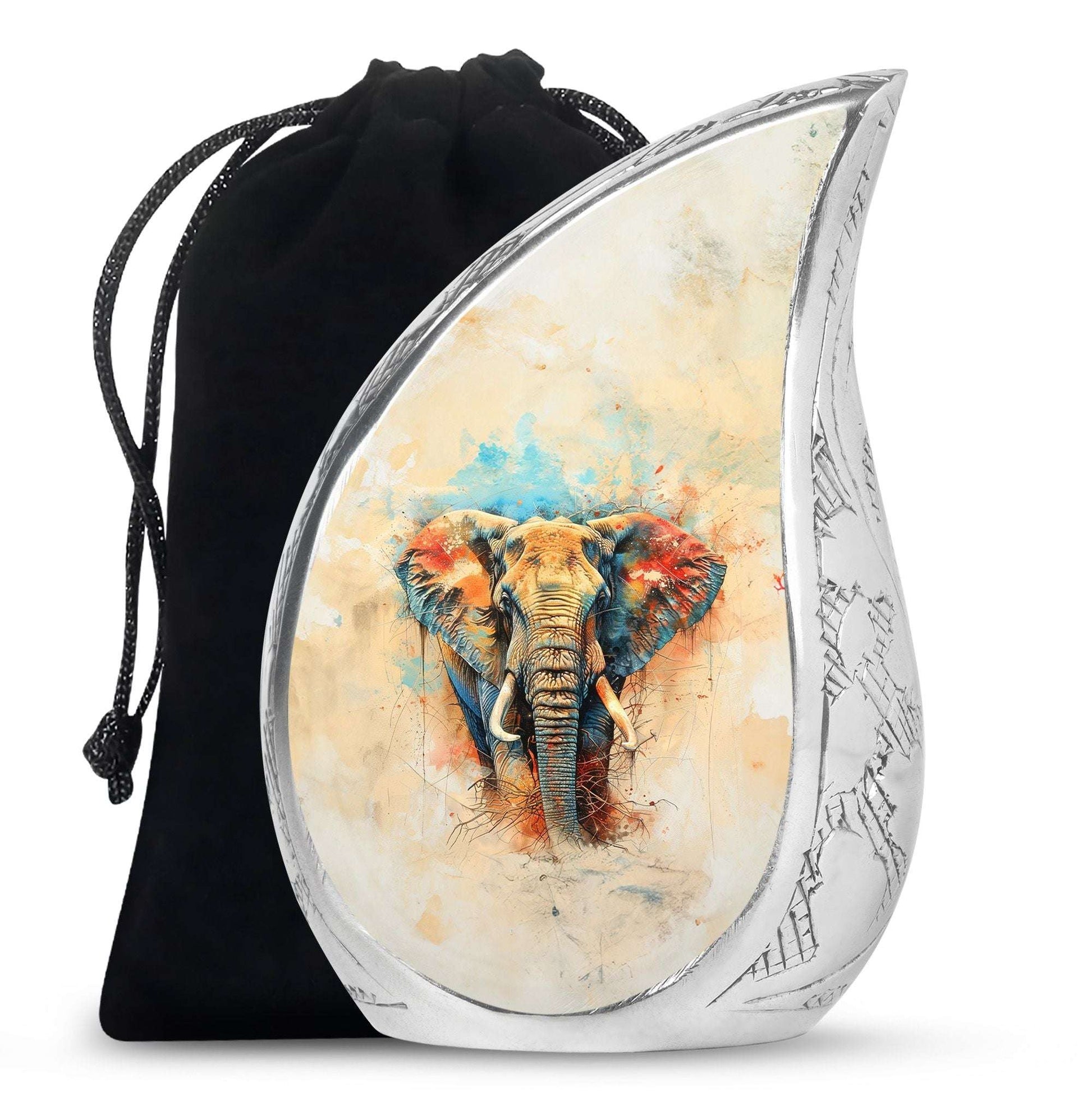 Elephant Theme Large Urn 10 Inch