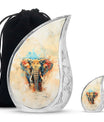 Elephant Theme Large Urn With 1 Keepsake Urn