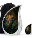 Elephant Theme Large Urn With 1 Keepsake Urn