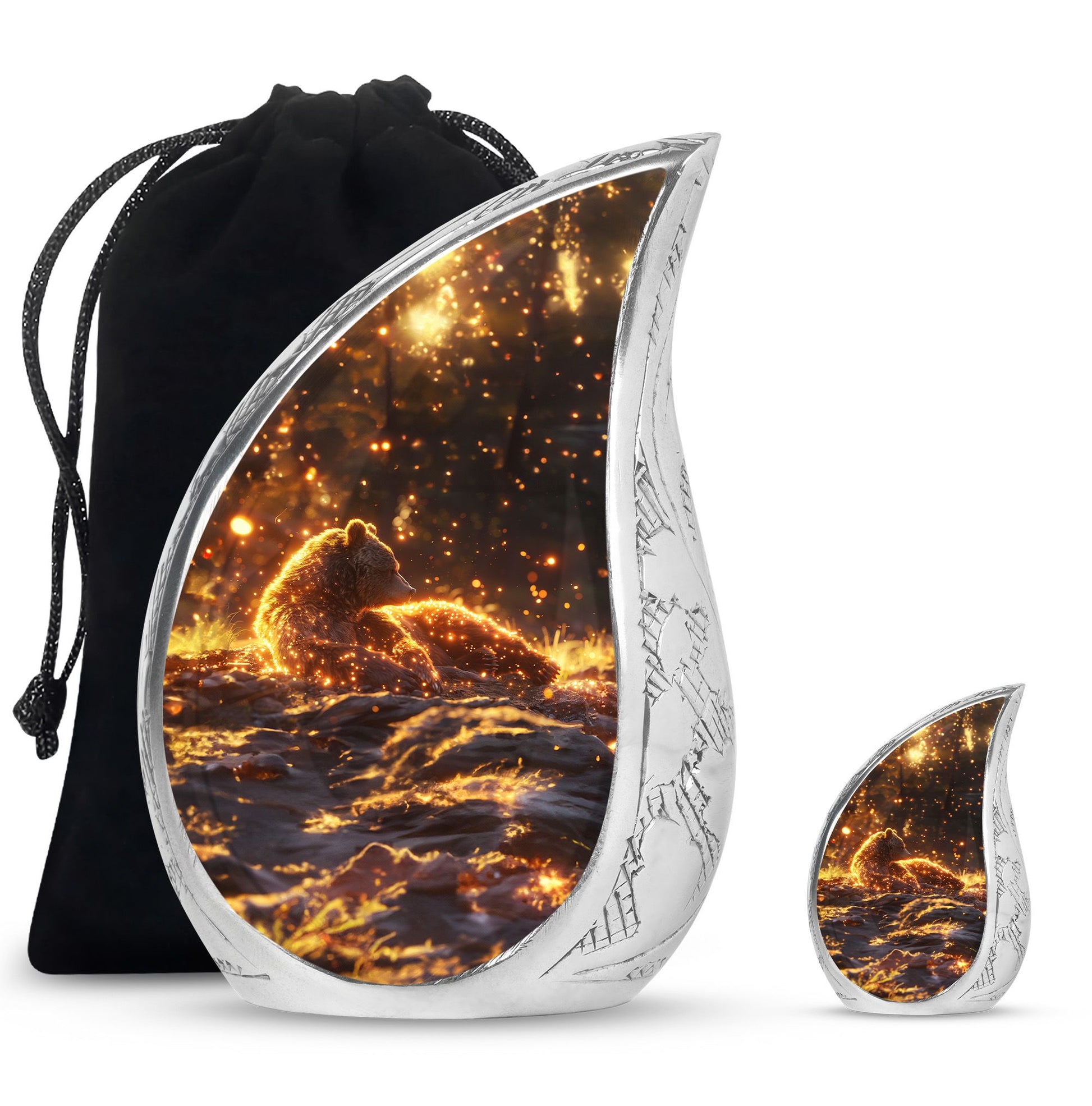 Bear Theme Large Urn With 1 Keepsake Urn