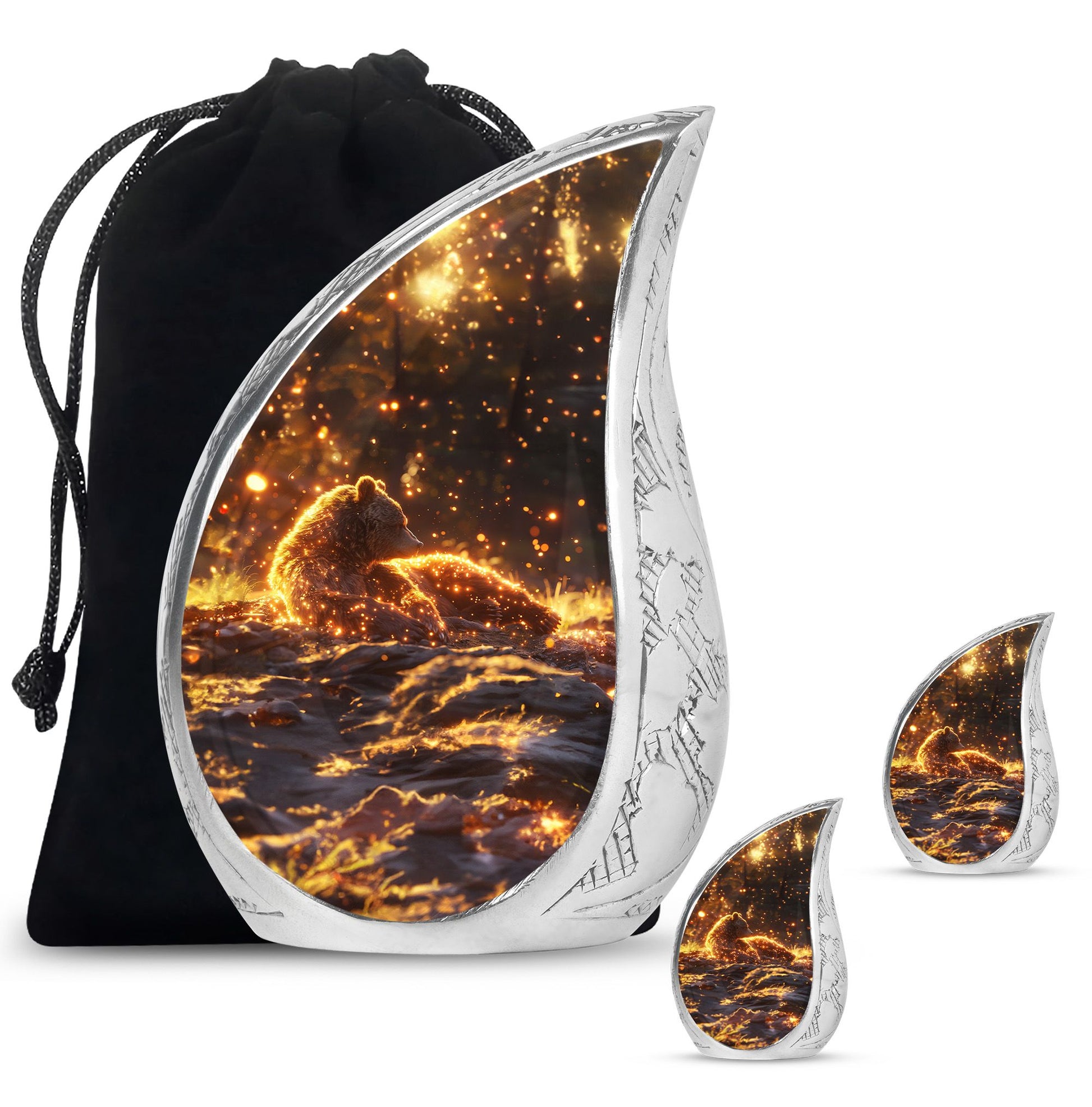 Bear Theme Large Urn With 2 Keepsake Urn