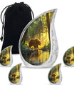 Bear Theme Large Urn With 4 Keepsake Urn