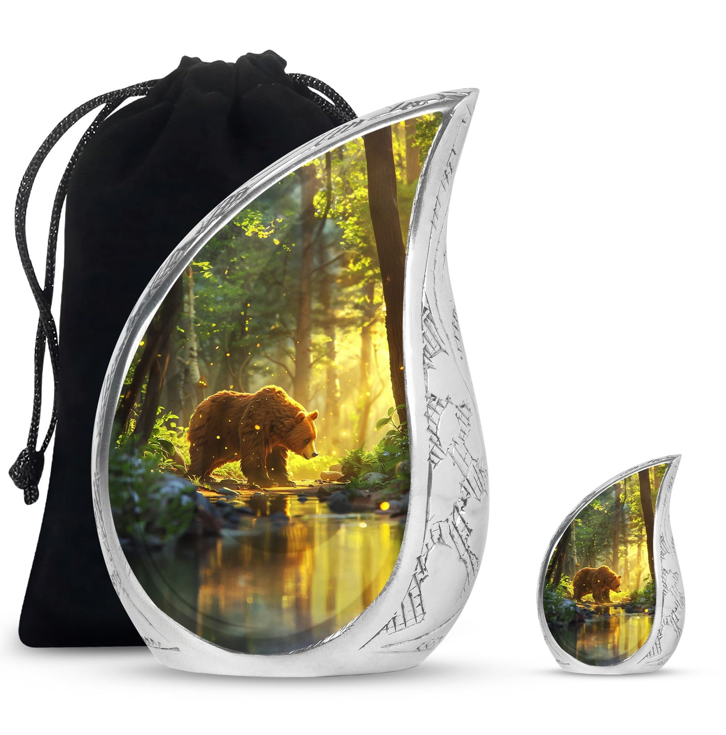 Bear Theme Large Urn With 1 Keepsake Urn