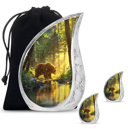 Bear Theme Large Urn With 2 Keepsake Urn