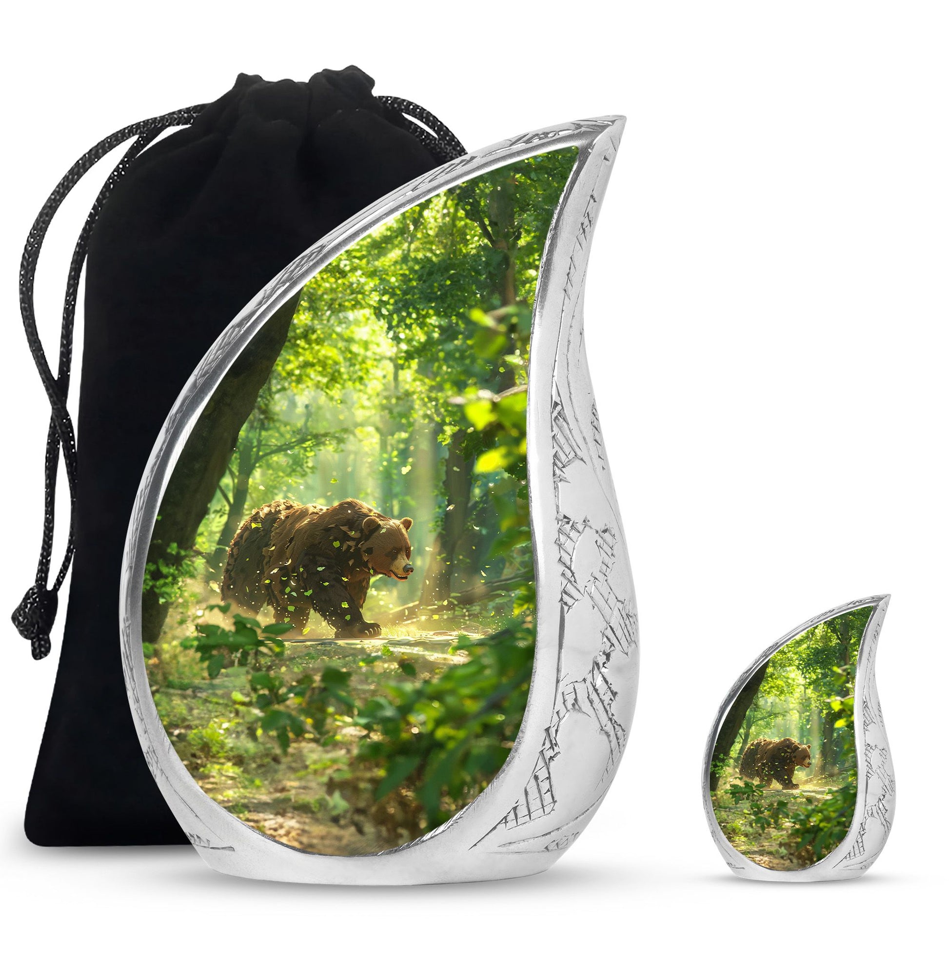 Bear Theme Large Urn With 1 Keepsake Urn