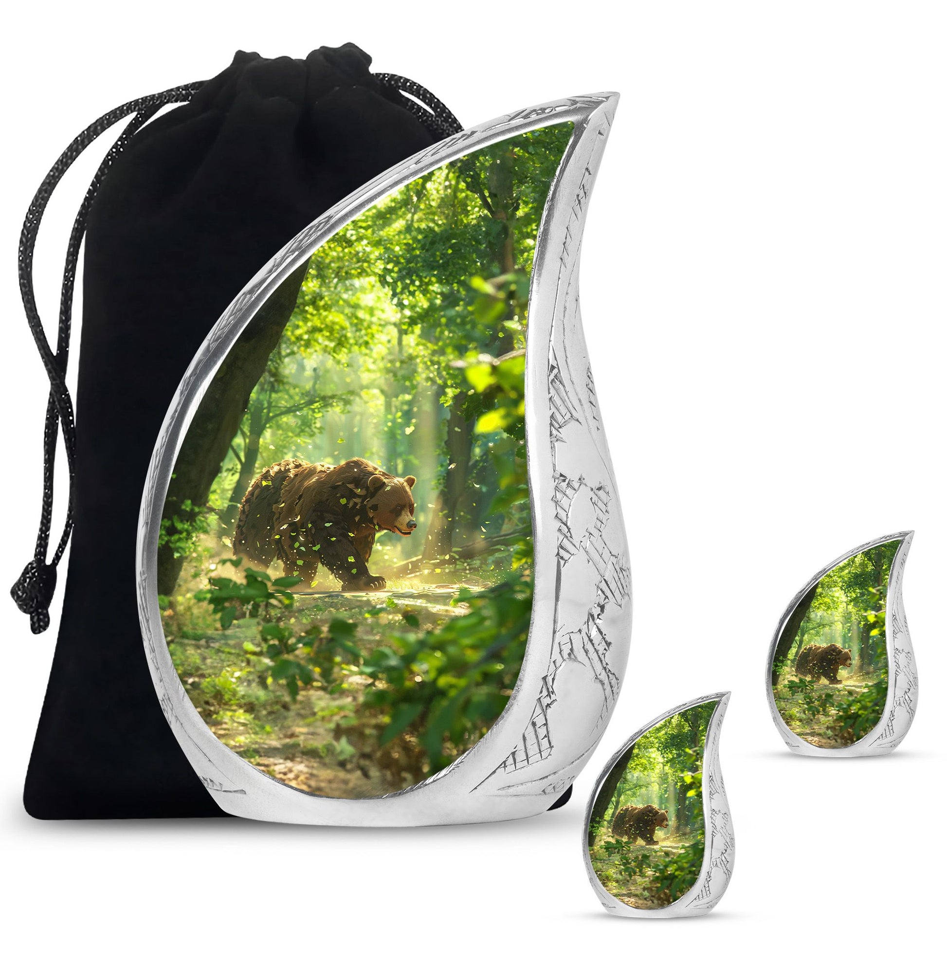 Bear Theme Large Urn With 2 Keepsake Urn