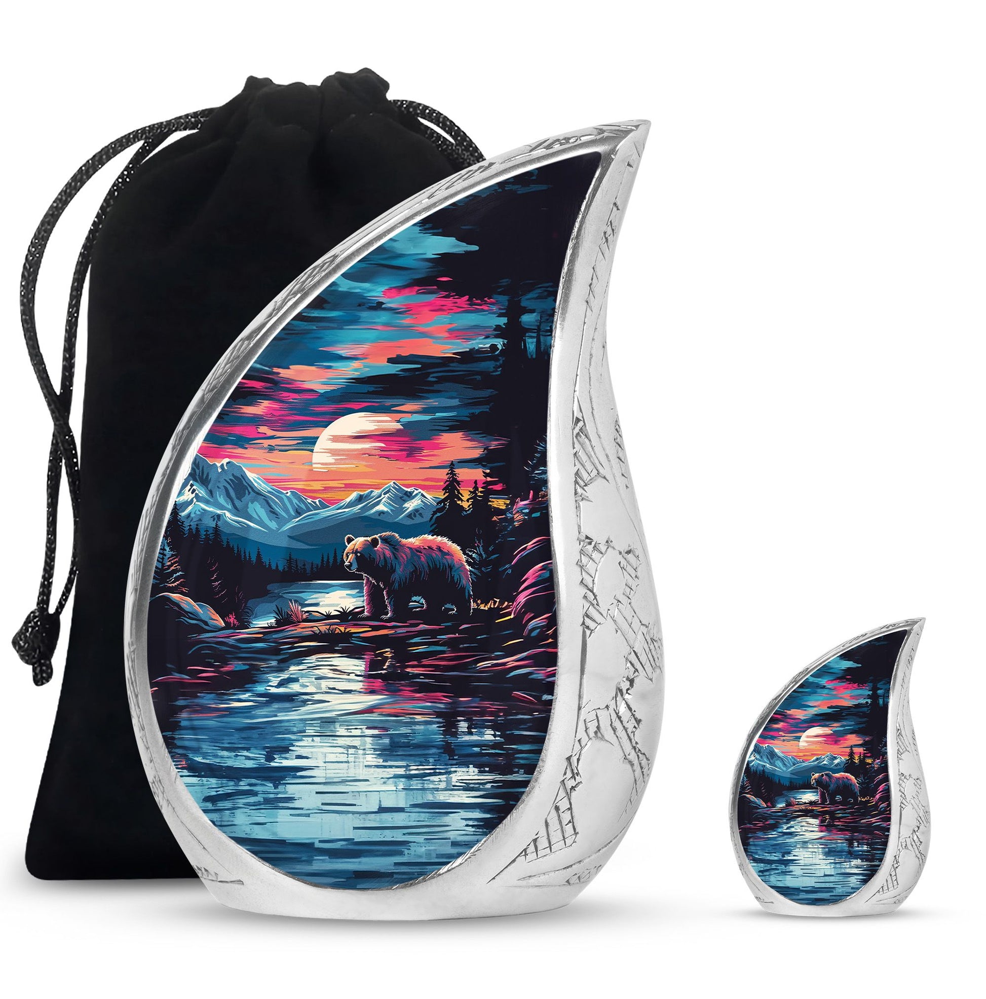 Bear Theme Large Urn With 1 Keepsake Urn