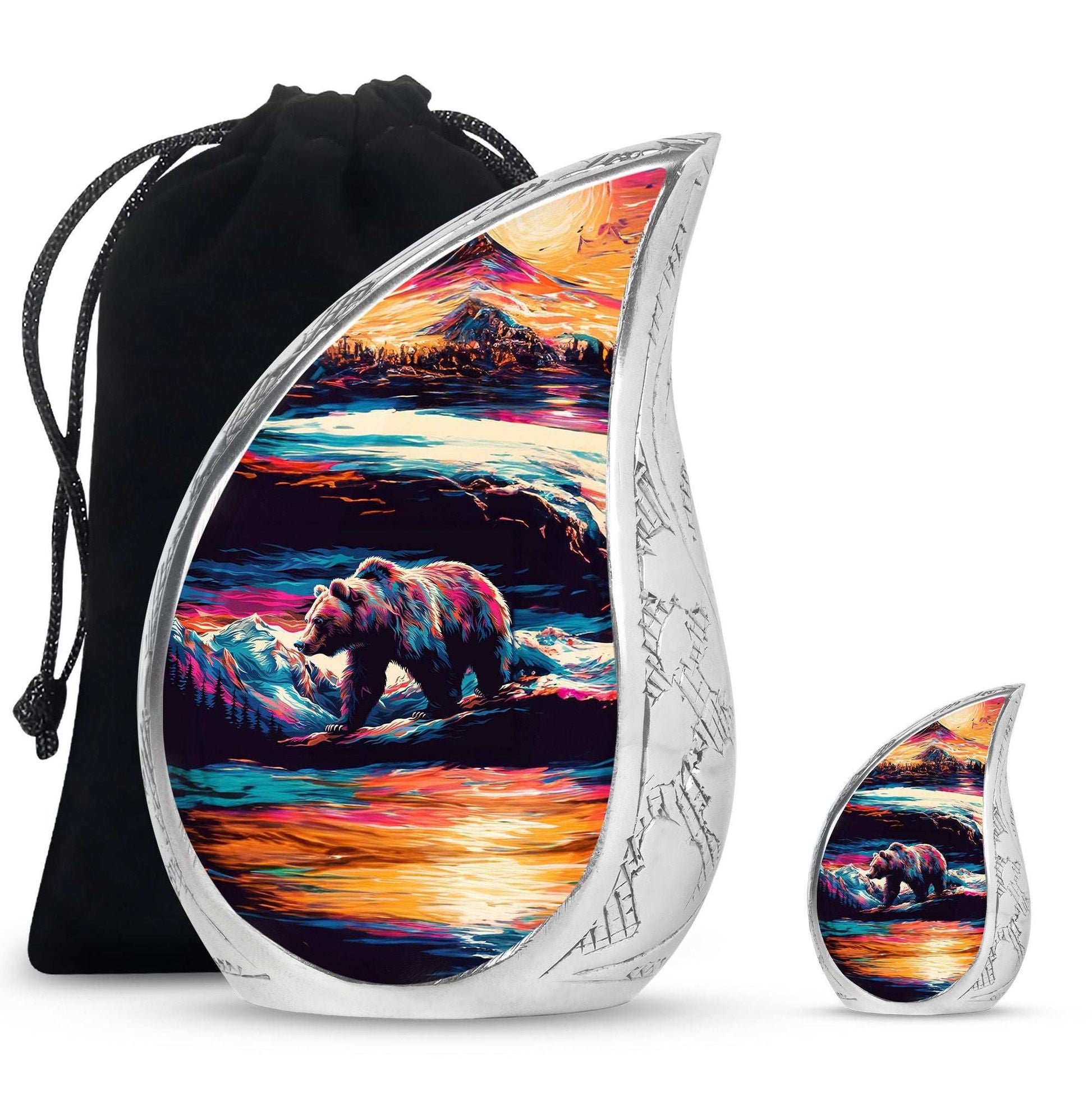 Bear Theme Large Urn With 1 Keepsake Urn