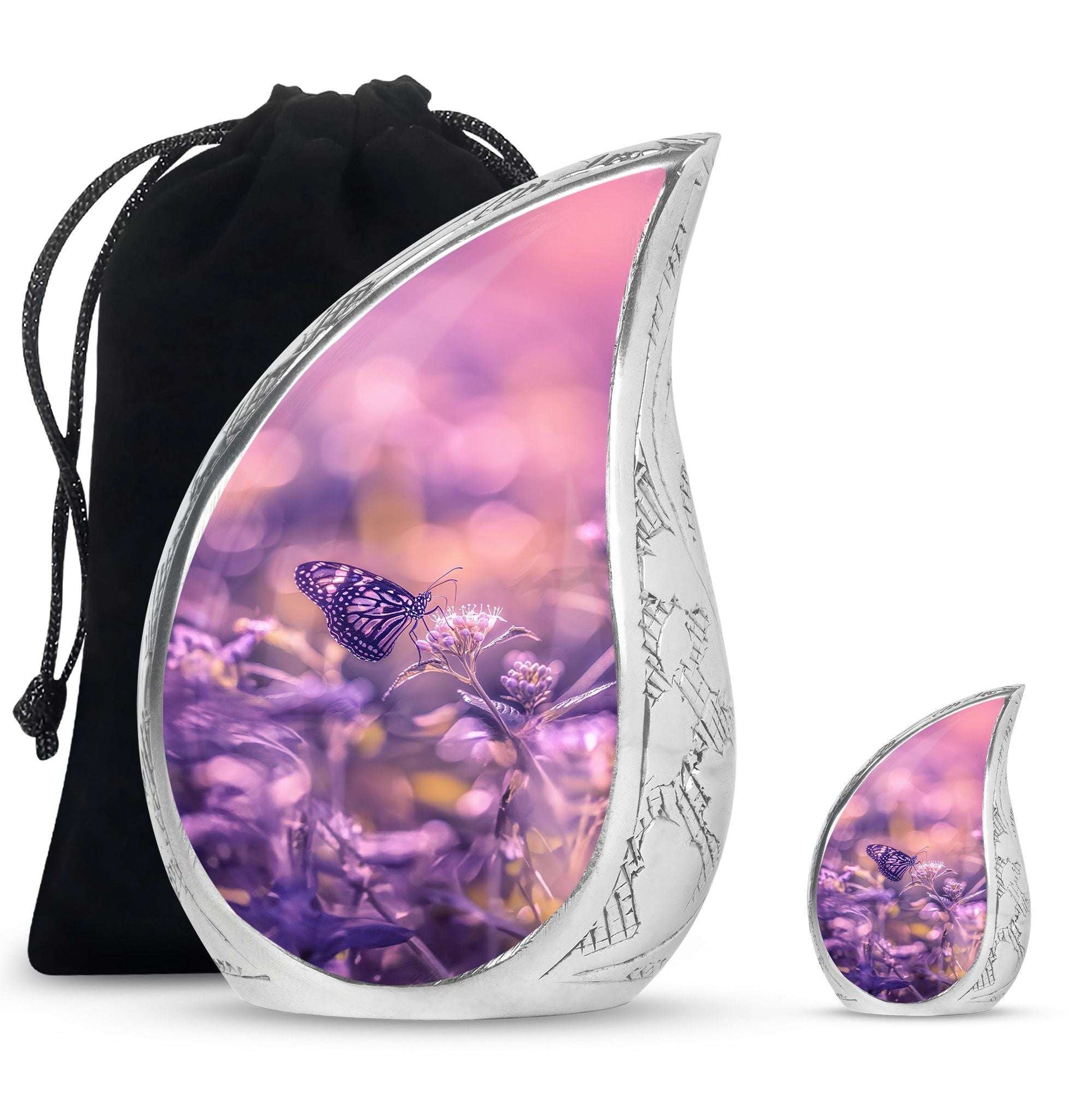 Butterfly Theme Large Urn With 1 Keepsake Urn