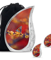 Butterfly Theme Large Urn With 2 Keepsake Urn
