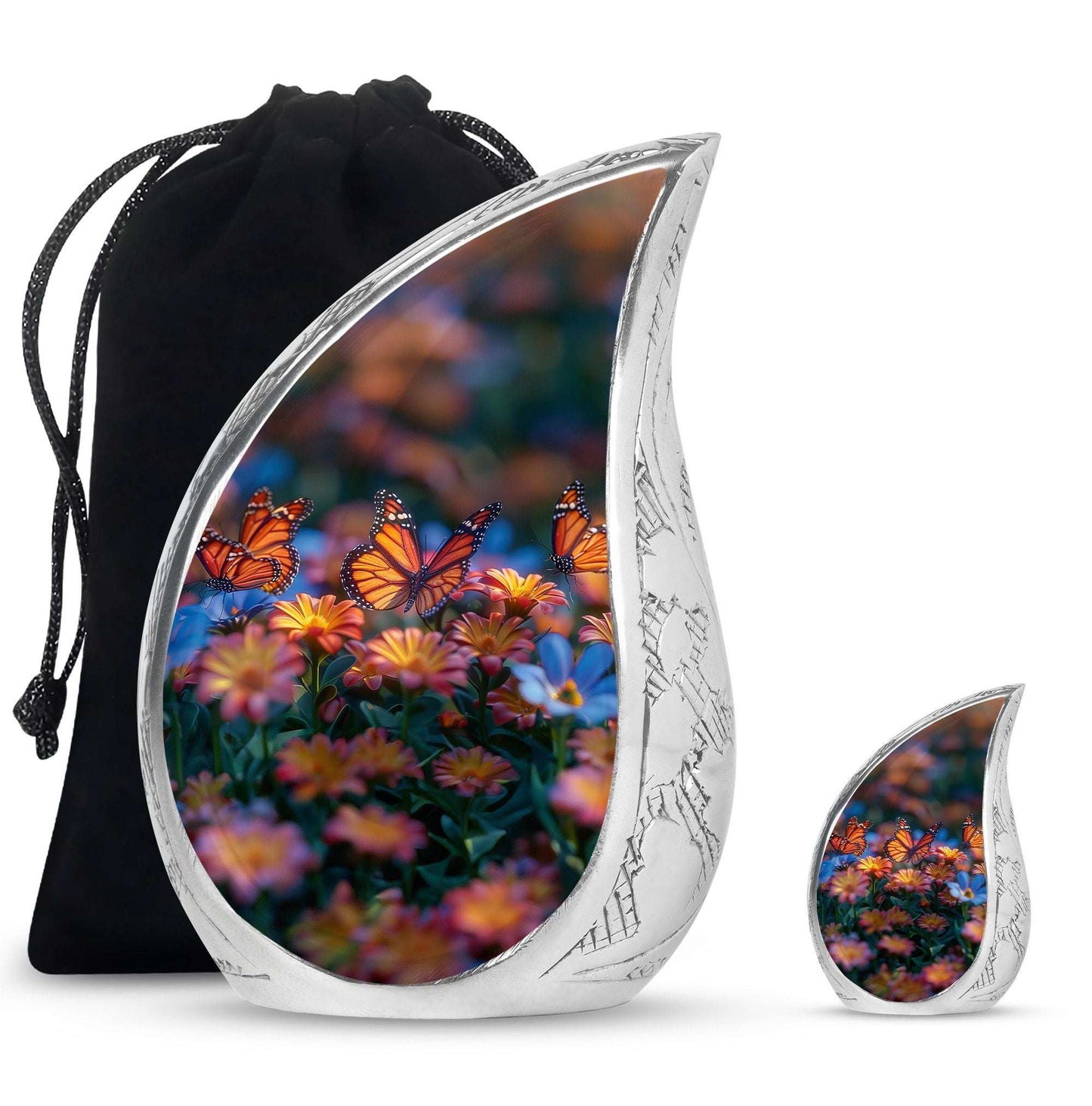 Butterfly Theme Large Urn With 1 Keepsake Urn