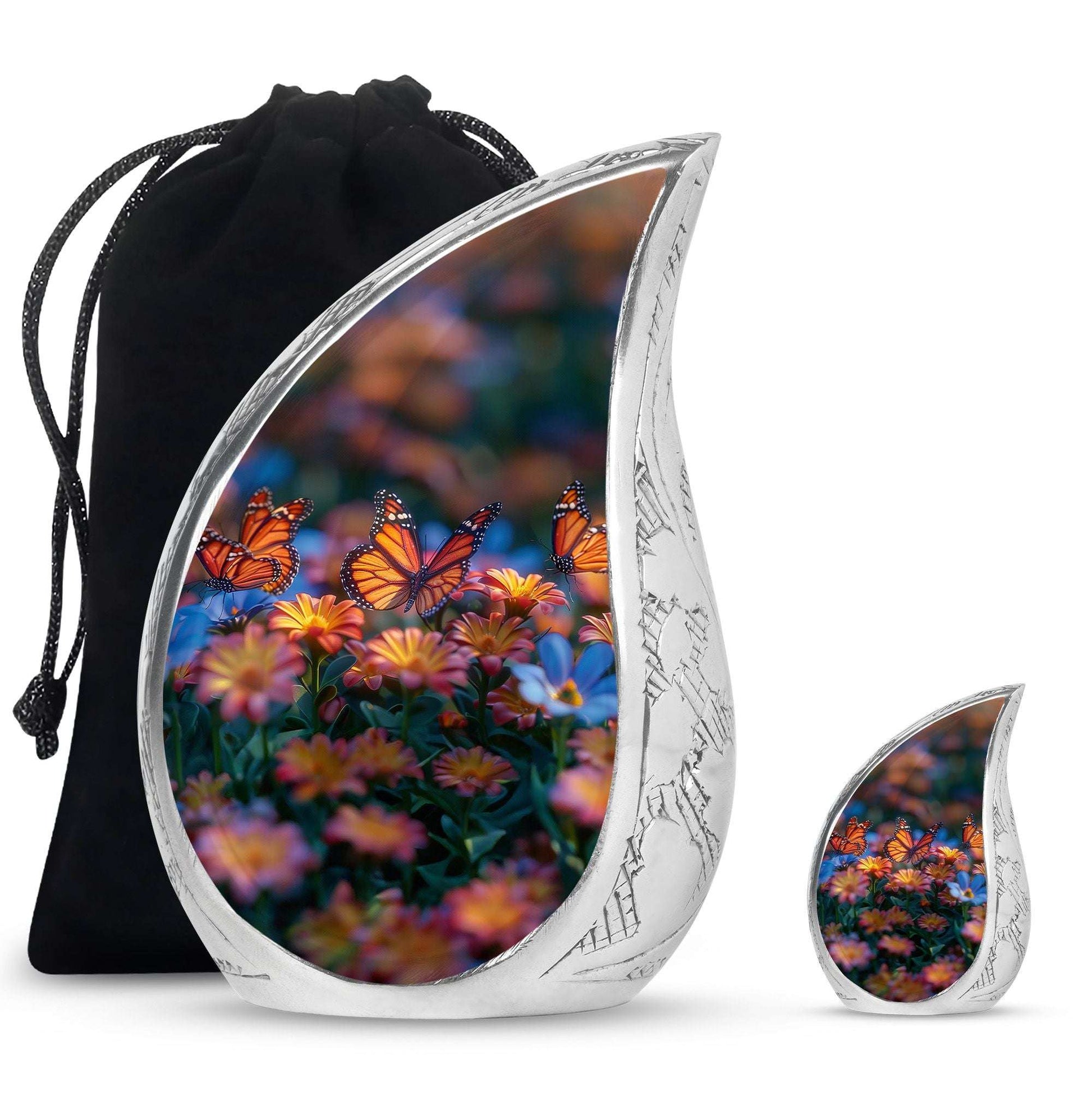 Butterfly Theme Large Urn With 1 Keepsake Urn