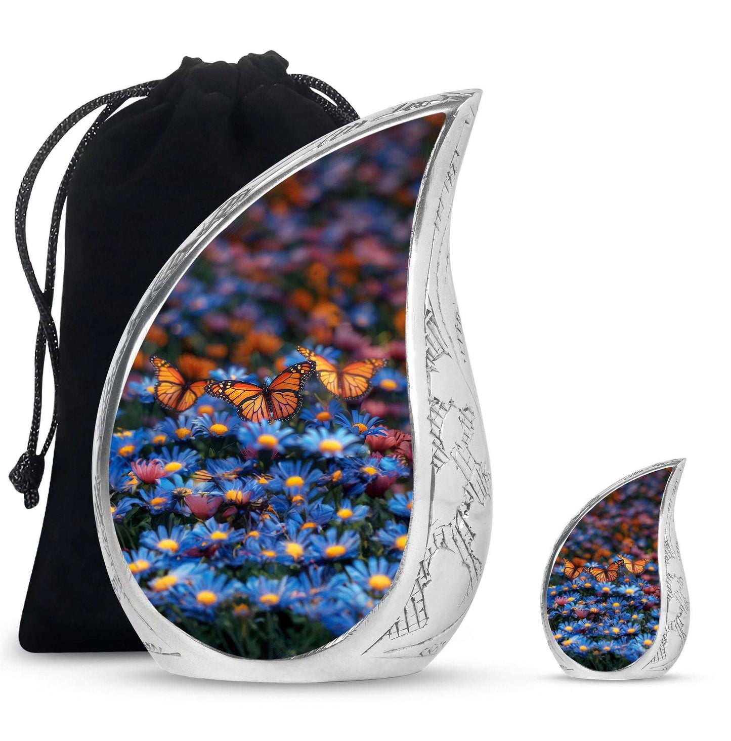 Butterfly Theme Large Urn With 1 Keepsake Urn