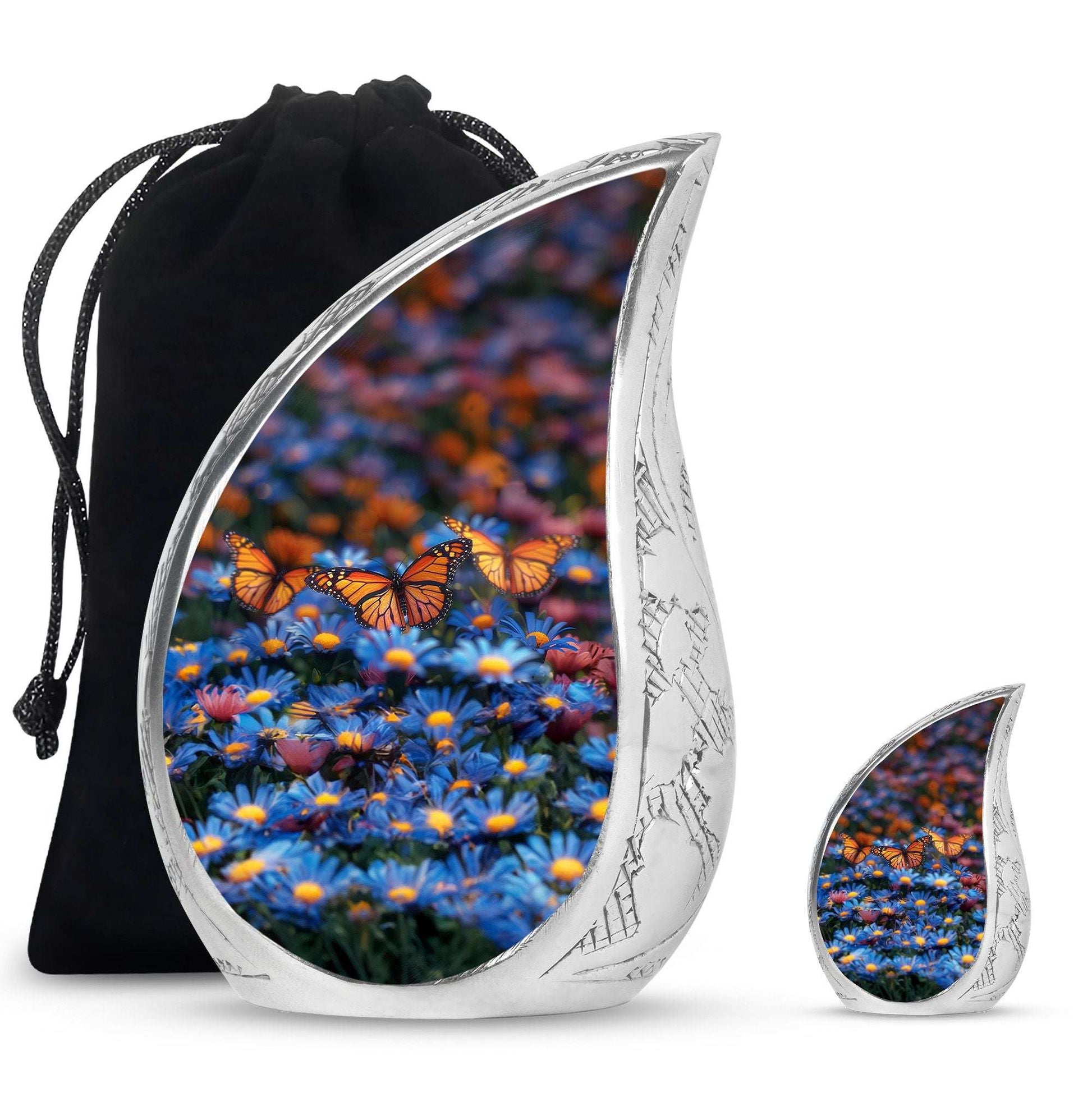 Butterfly Theme Large Urn With 1 Keepsake Urn