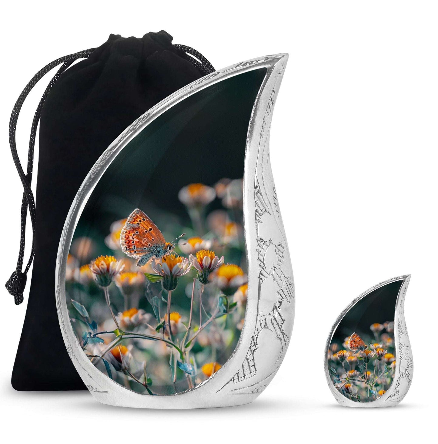 Butterfly Theme Large Urn With 1 Keepsake Urn