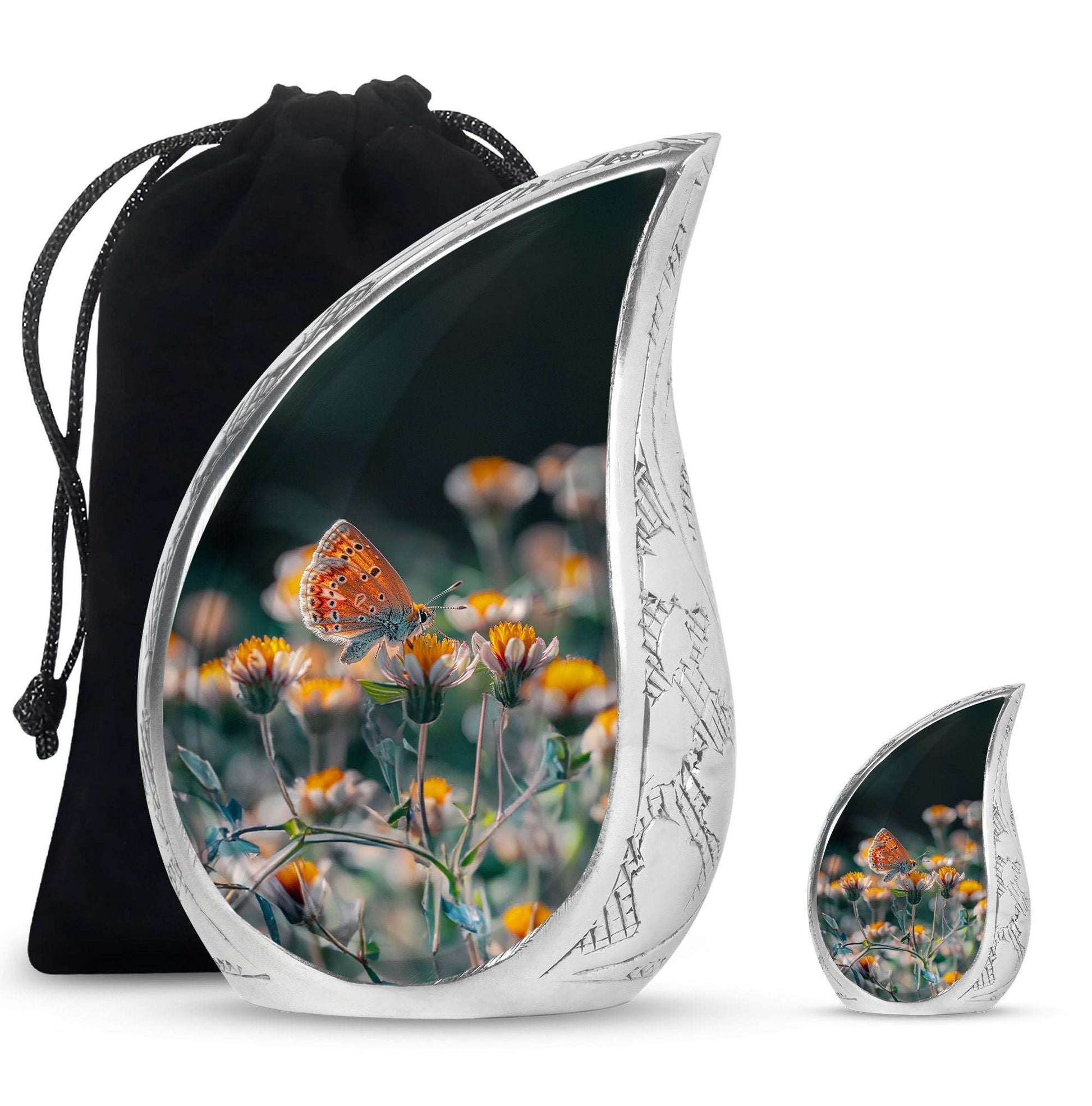 Butterfly Theme Large Urn With 1 Keepsake Urn