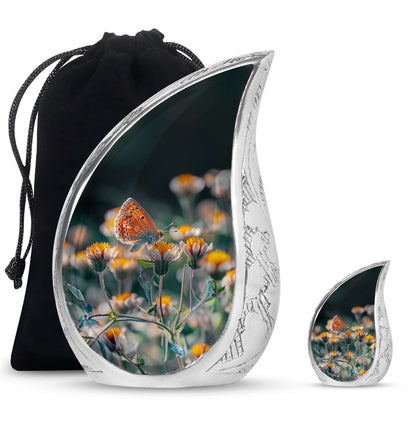 Butterfly Theme Large Urn With 1 Keepsake Urn