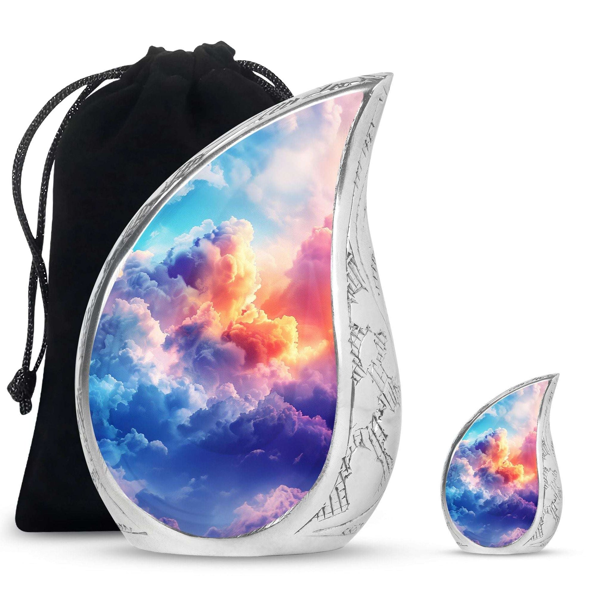 Clouds Theme Large Urn With 1 Keepsake Urn