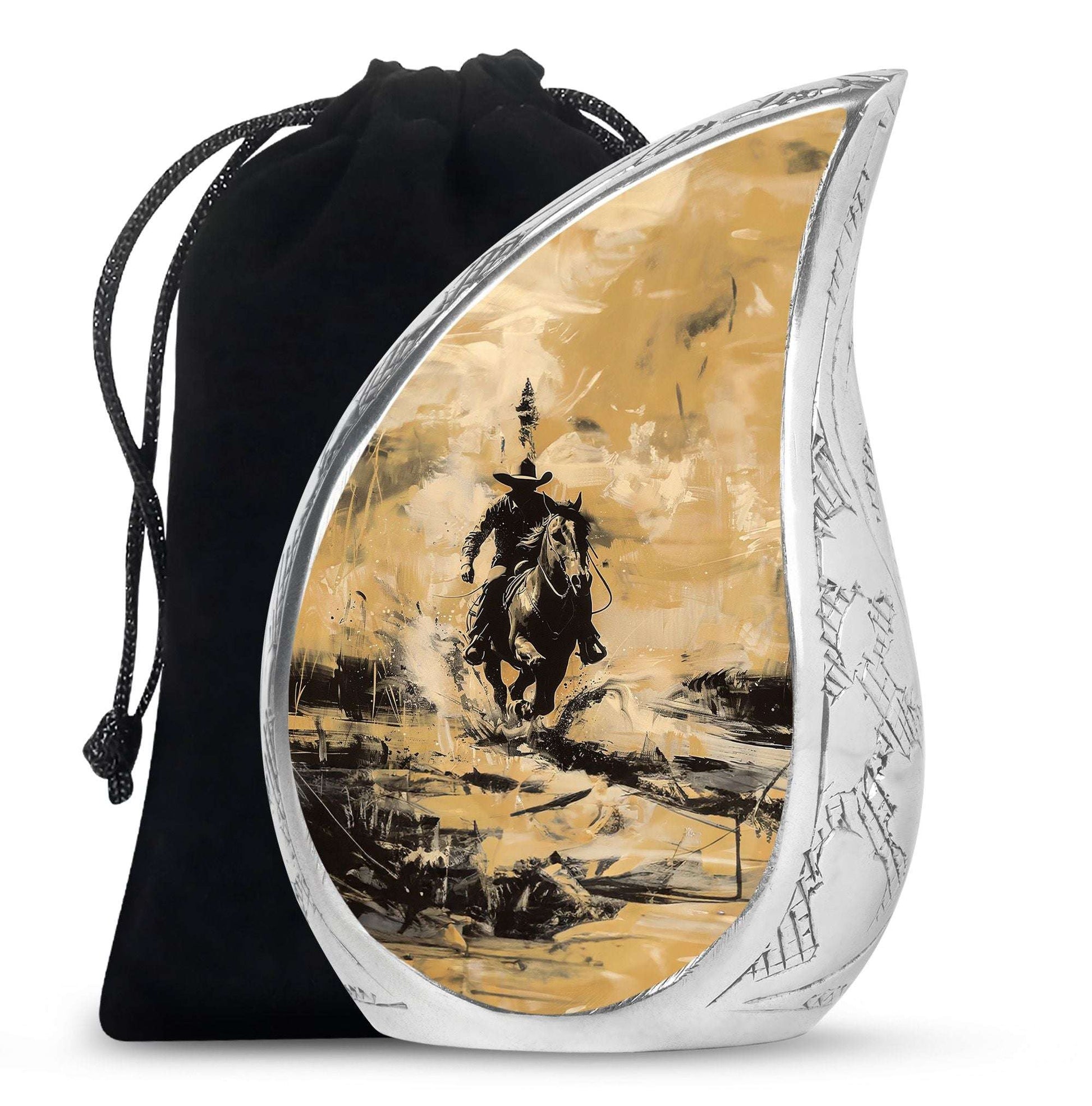 Cowboy Theme Large Urn 10 Inch