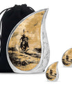 Cowboy Theme Large Urn With 2 Keepsake Urn