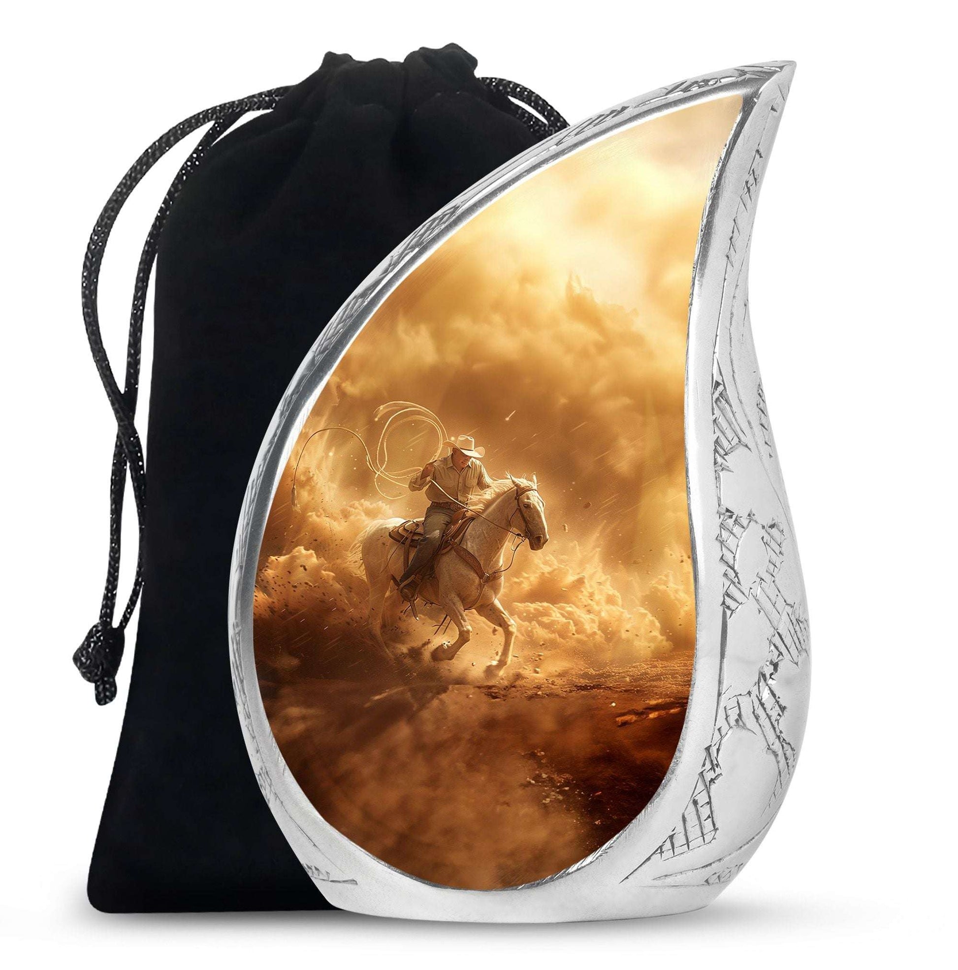 Cowboy Theme Large Urn 10 Inch