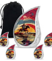 Cowboy Theme Large Urn With 4 Keepsake Urn