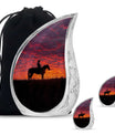 Cowboy Theme Large Urn With 2 Keepsake Urn