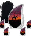 Cowboy Theme Large Urn With 4 Keepsake Urn