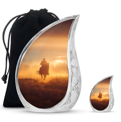 Cowboy Theme Large Urn With 1 Keepsake Urn