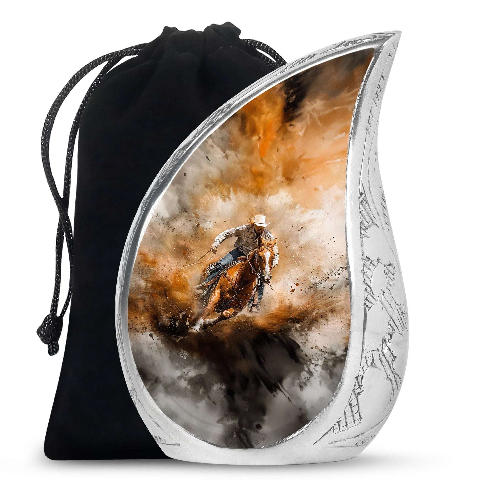 Cowboy Theme Large Urn 10 Inch