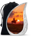 Cowboy Sunset Cremation Urn For Funeral – Western Horseback Memorial Urn