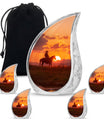 Cowboy Theme Large Urn With 4 Keepsake Urn