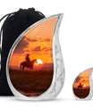 Cowboy Theme Large Urn With 1 Keepsake Urn