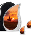 Cowboy Theme Large Urn With 2 Keepsake Urn