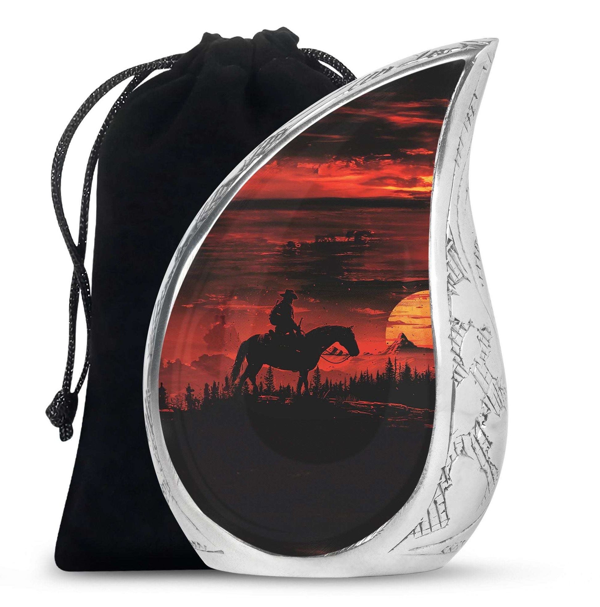 Large Cowboy Cremation Urn for Adult Ashes - Red Cowboy Cremation Keepsakes For Ashes