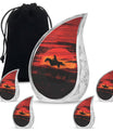 Cowboy Theme Large Urn With 4 Keepsake Urn