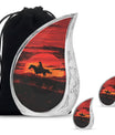 Cowboy Theme Large Urn With 2 Keepsake Urn