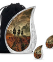Cowboy Theme Large Urn With 2 Keepsake Urn