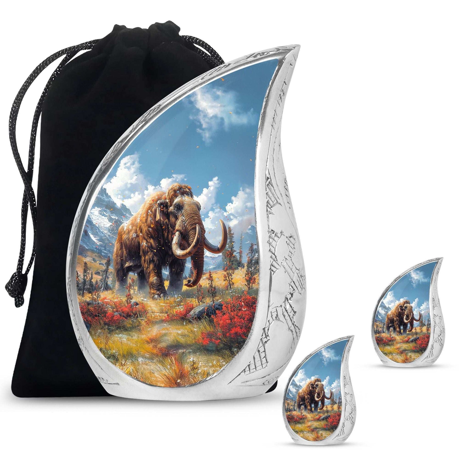 Mamoth Theme Large Urn With 2 Keepsake Urn