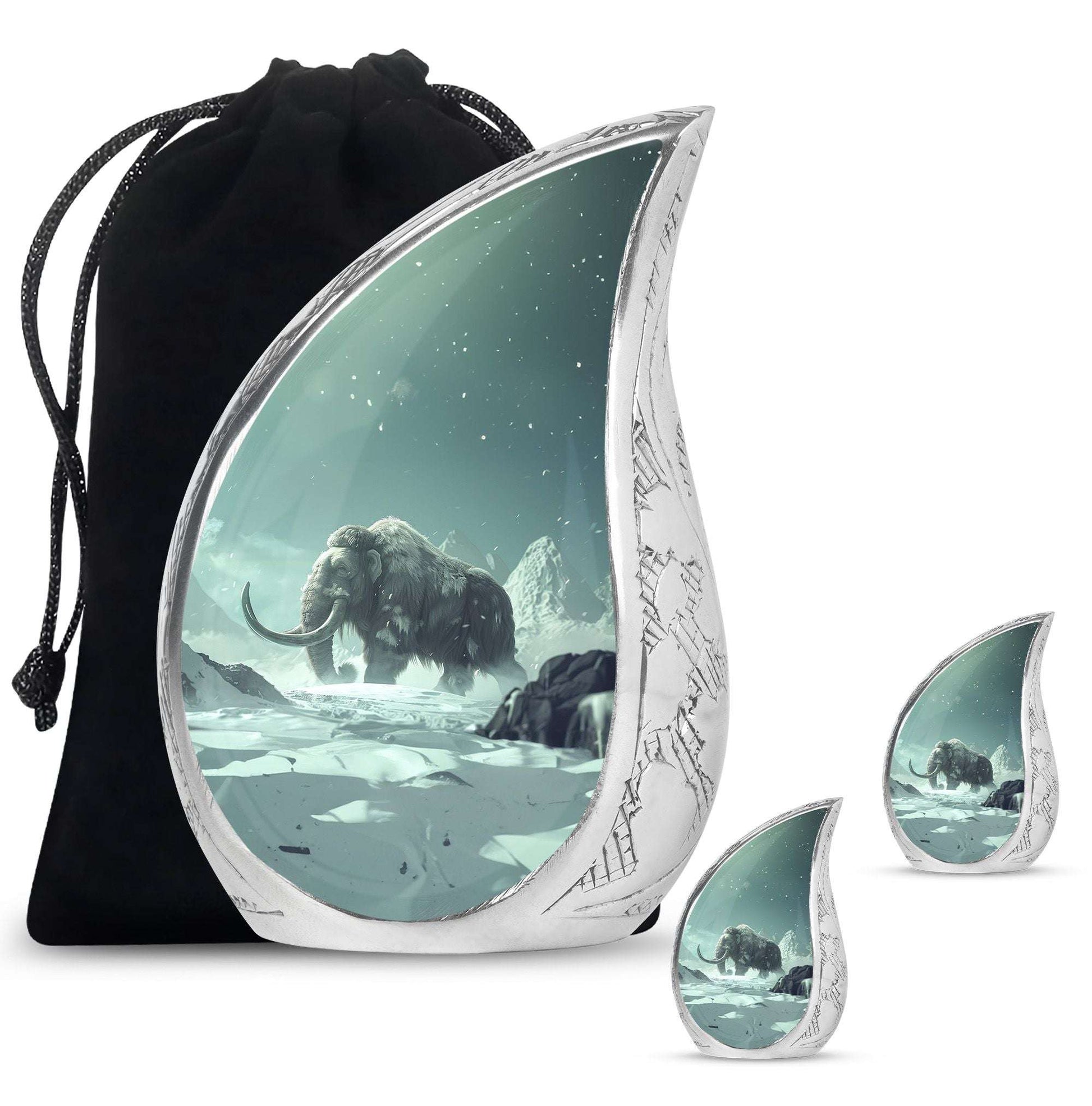 Mamoth Theme Large Urn With 2 Keepsake Urn