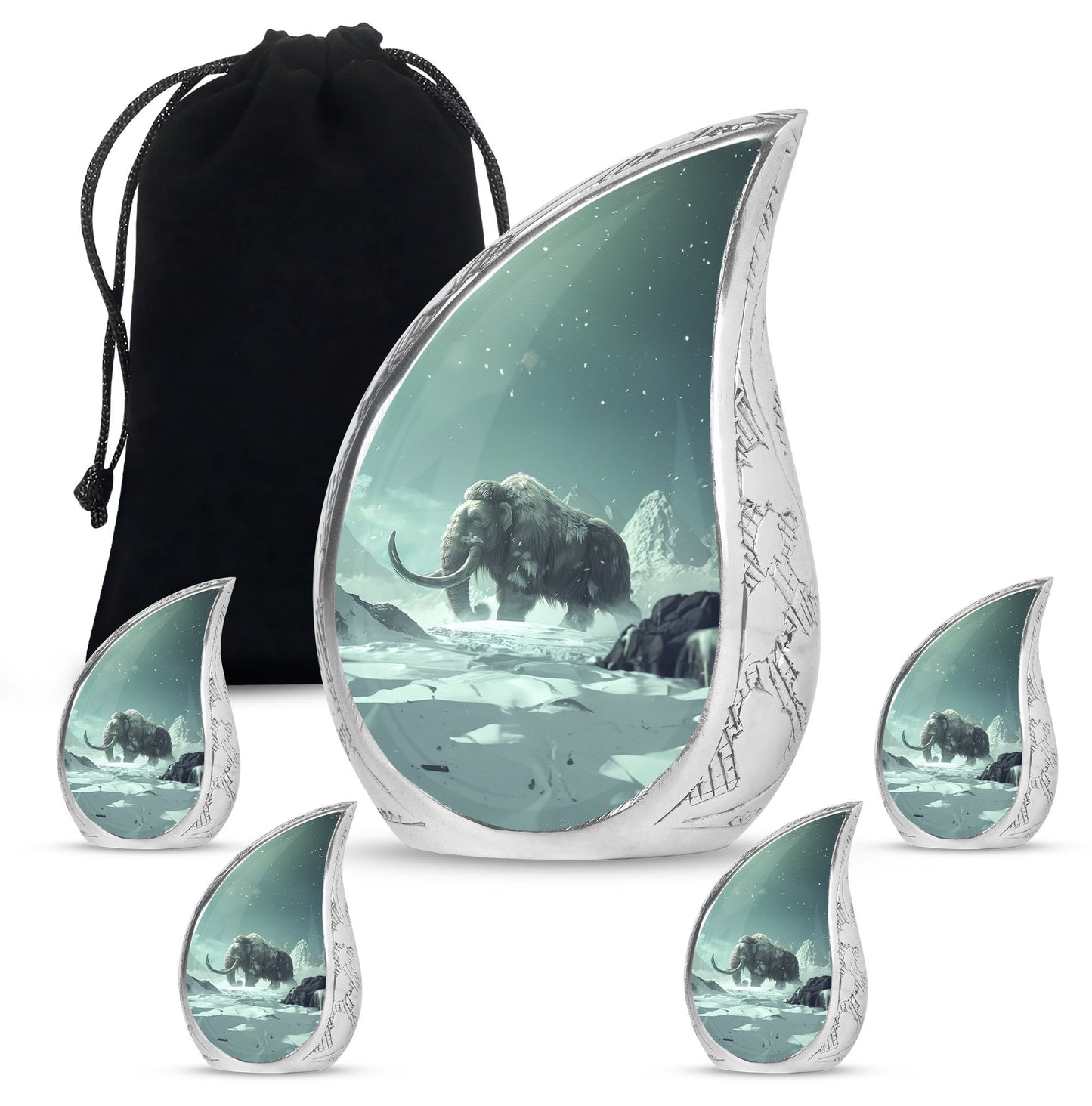 Mamoth Theme Large Urn With 4 Keepsake Urn